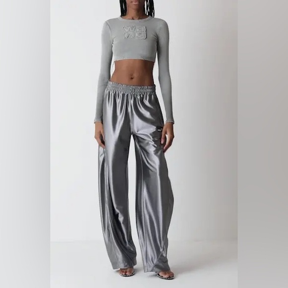 NWT Alexander Wang Satin Jersey Track Pants With Piping XS - Picture 3 of 17